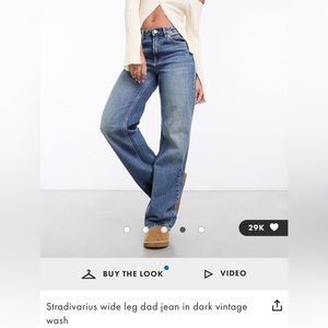 NWT Stradivarius wide leg dad jean in dark vintage wash